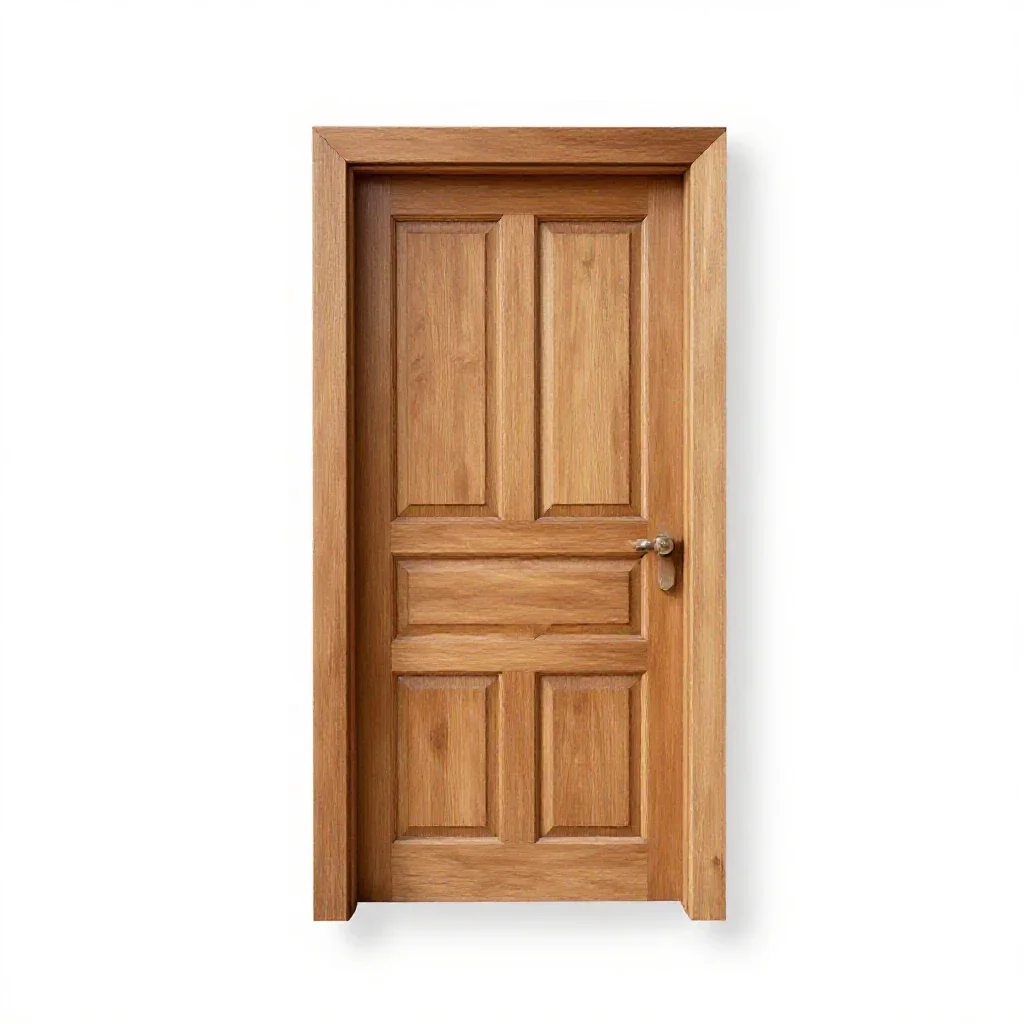 Carved wooden door isolated on a white background