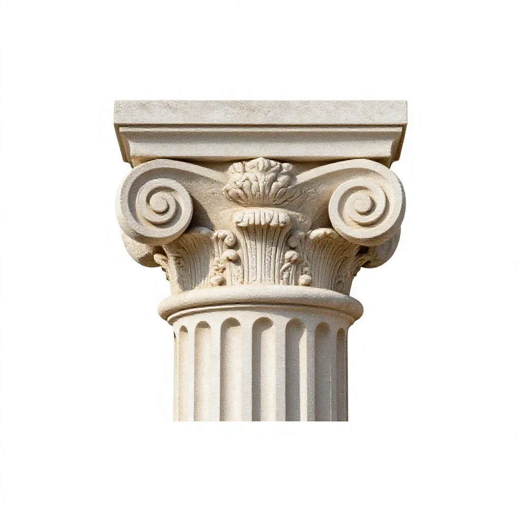 Corinthian column capital isolated on a white background