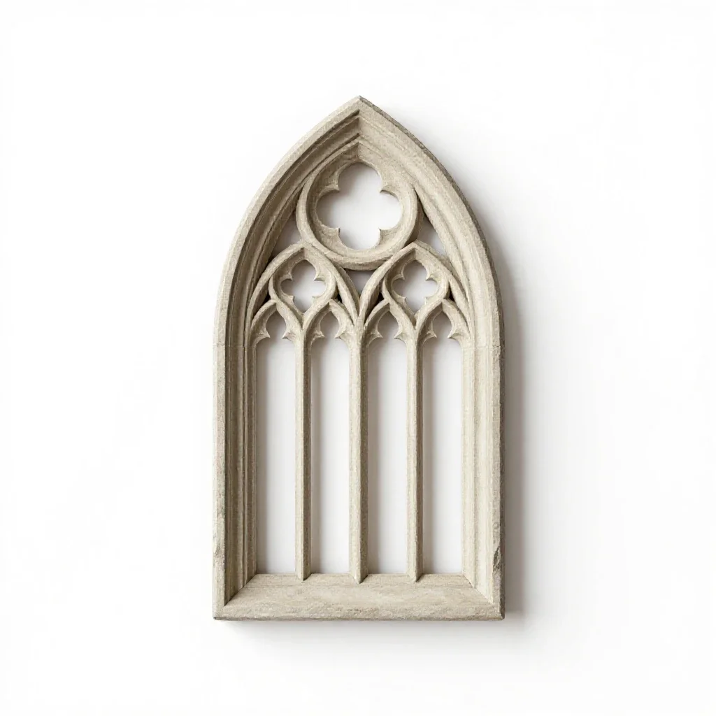 Gothic window tracery panel isolated on a white background