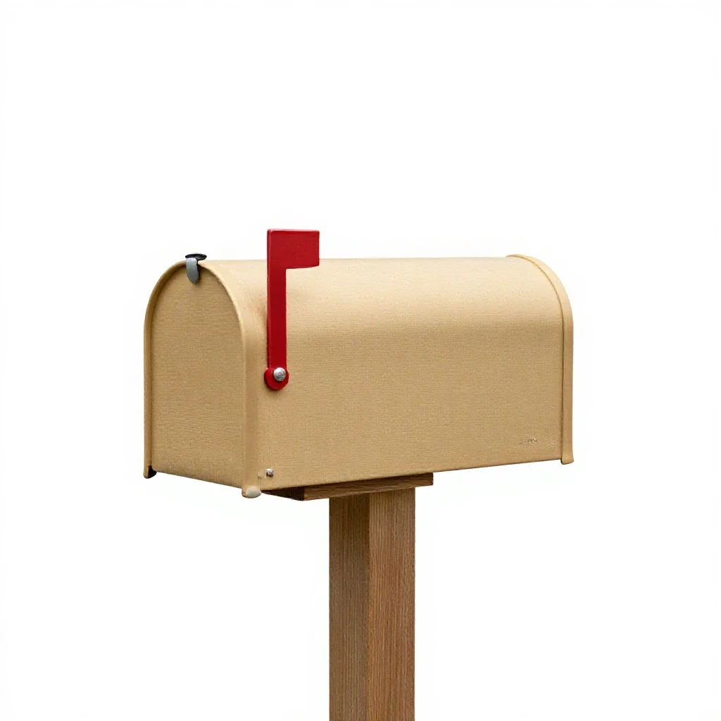 Mailbox on a post isolated on a white background