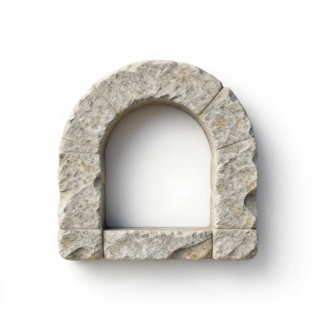 Stone arch keystone isolated on a white background