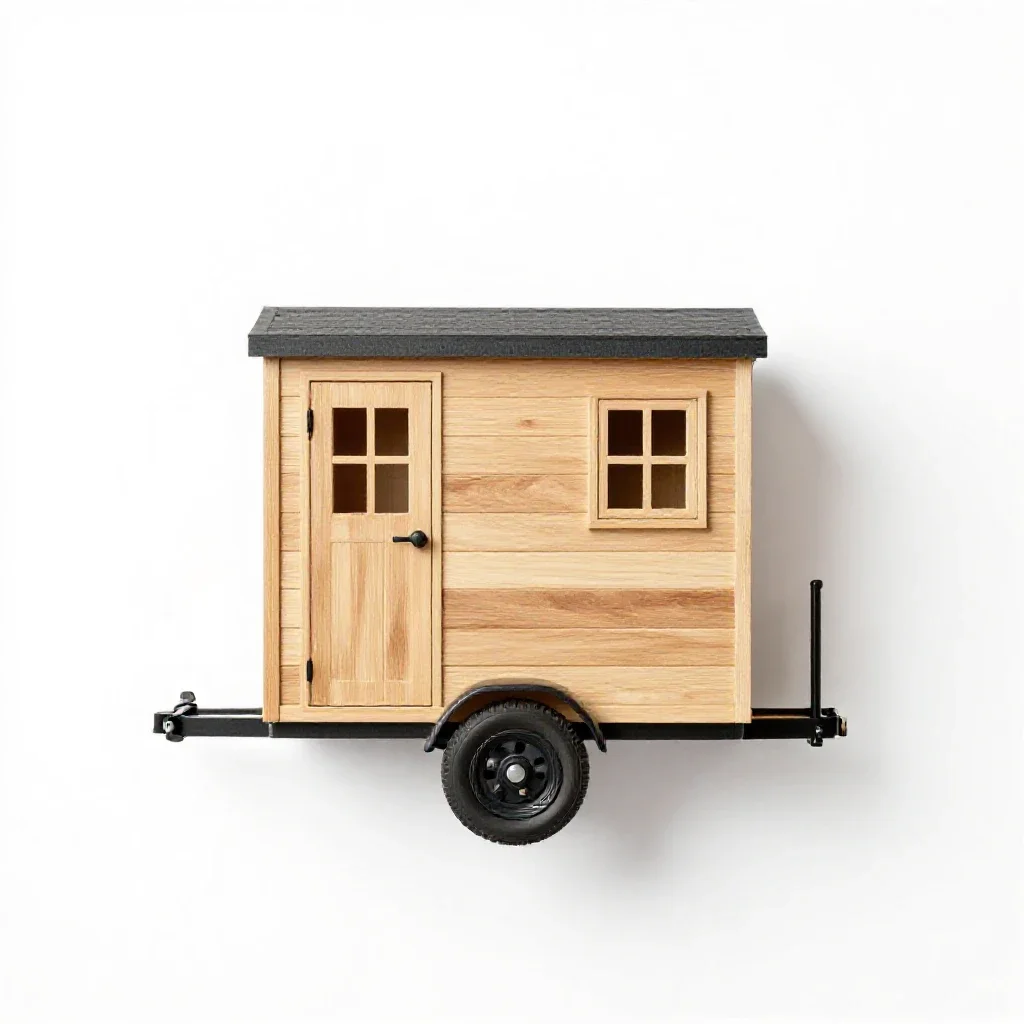 Tiny house on a trailer isolated on a white background