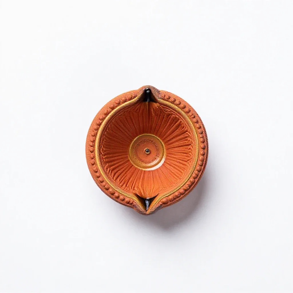 Diya oil lamp isolated on a white background