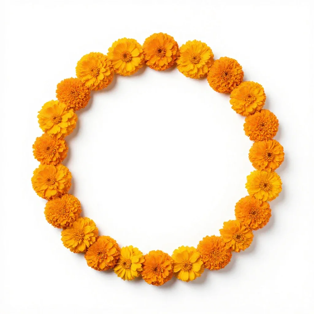 Garland of marigolds isolated on a white background
