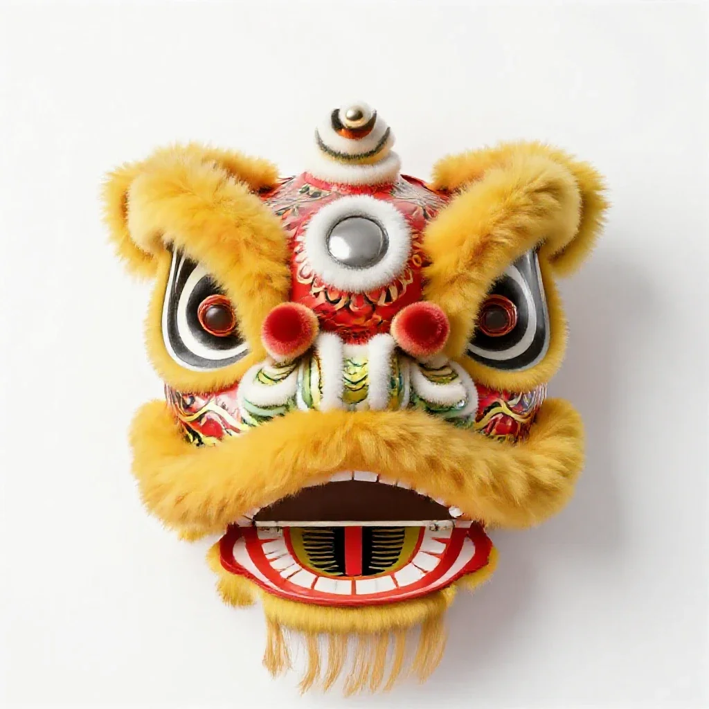 Lion dance head isolated on a white background