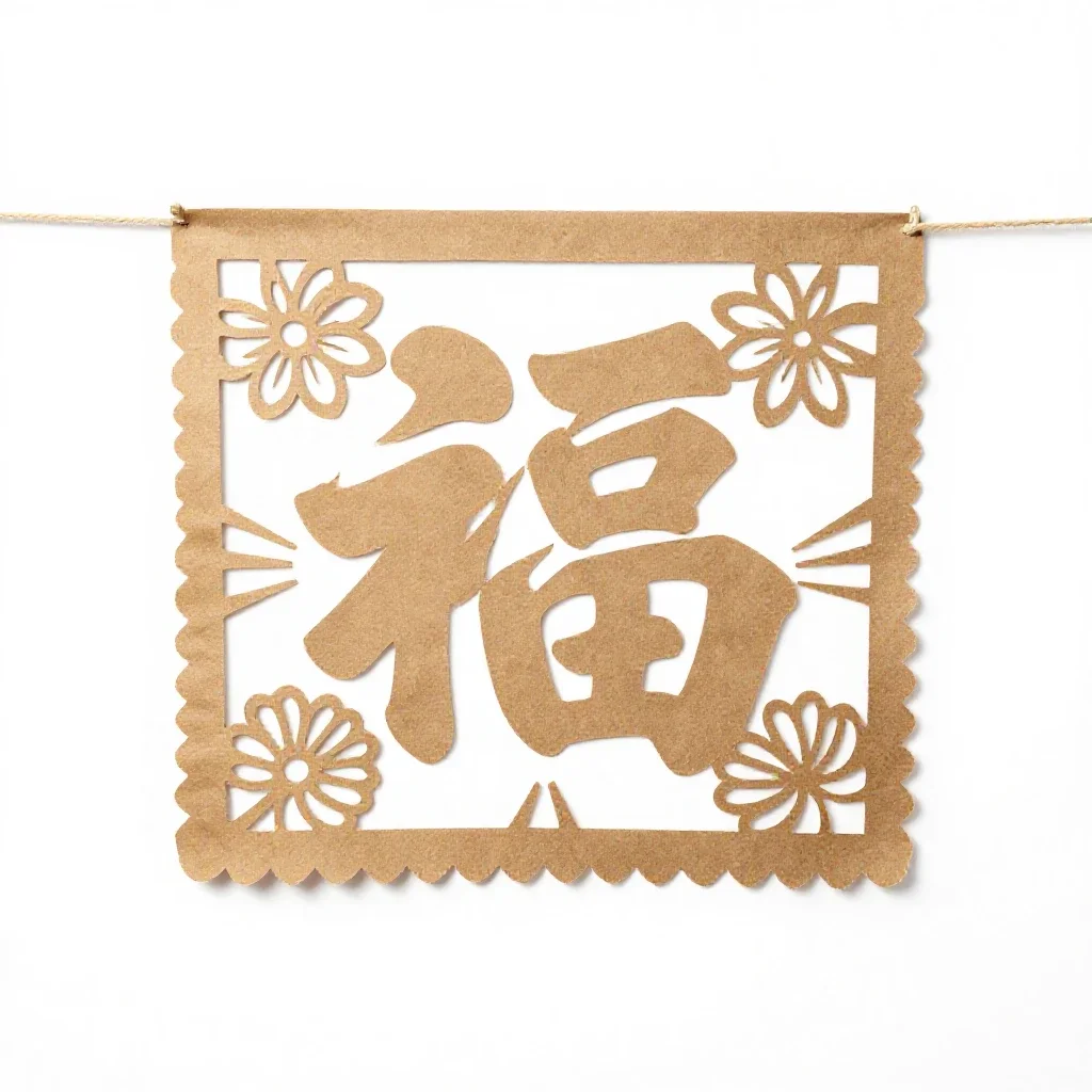 Papel picado banner isolated on a white background