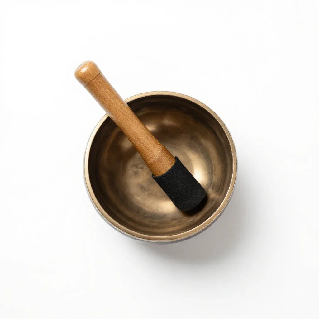Singing bowl with a mallet isolated on a white background