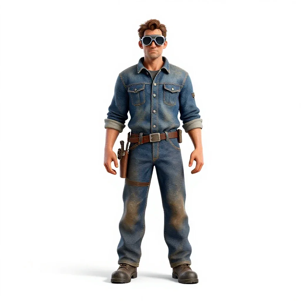 Clockwork tinkerer with goggles isolated on a white background