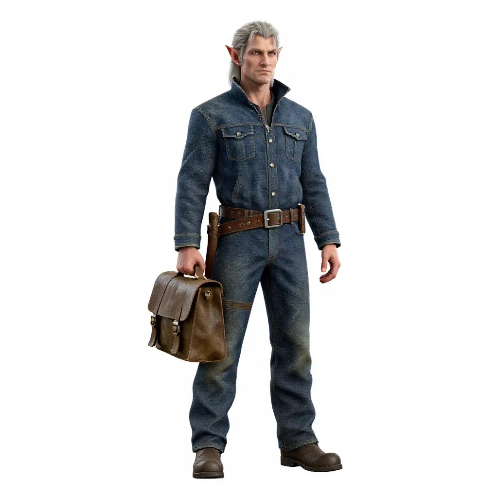 Tiefling scholar with a satchel isolated on a white background