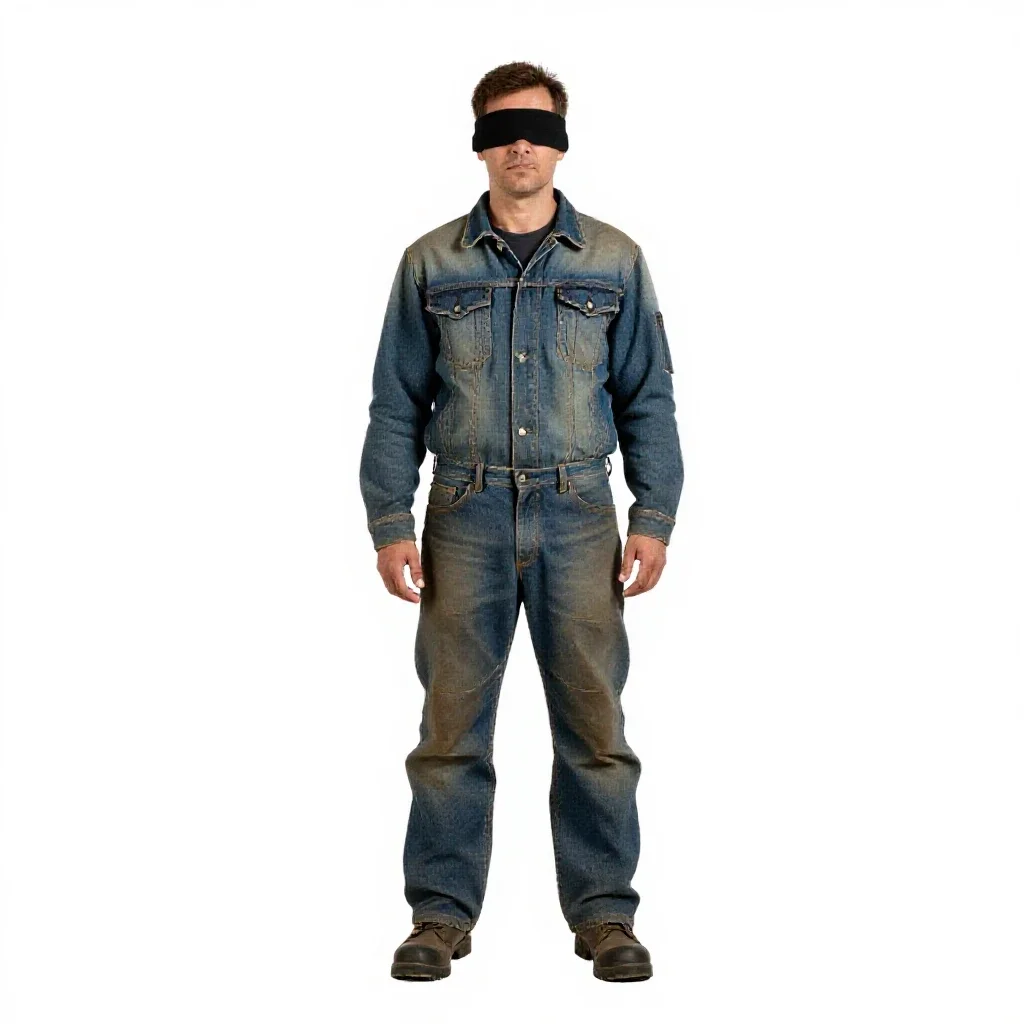 Oracle with blindfolded eyes isolated on a white background