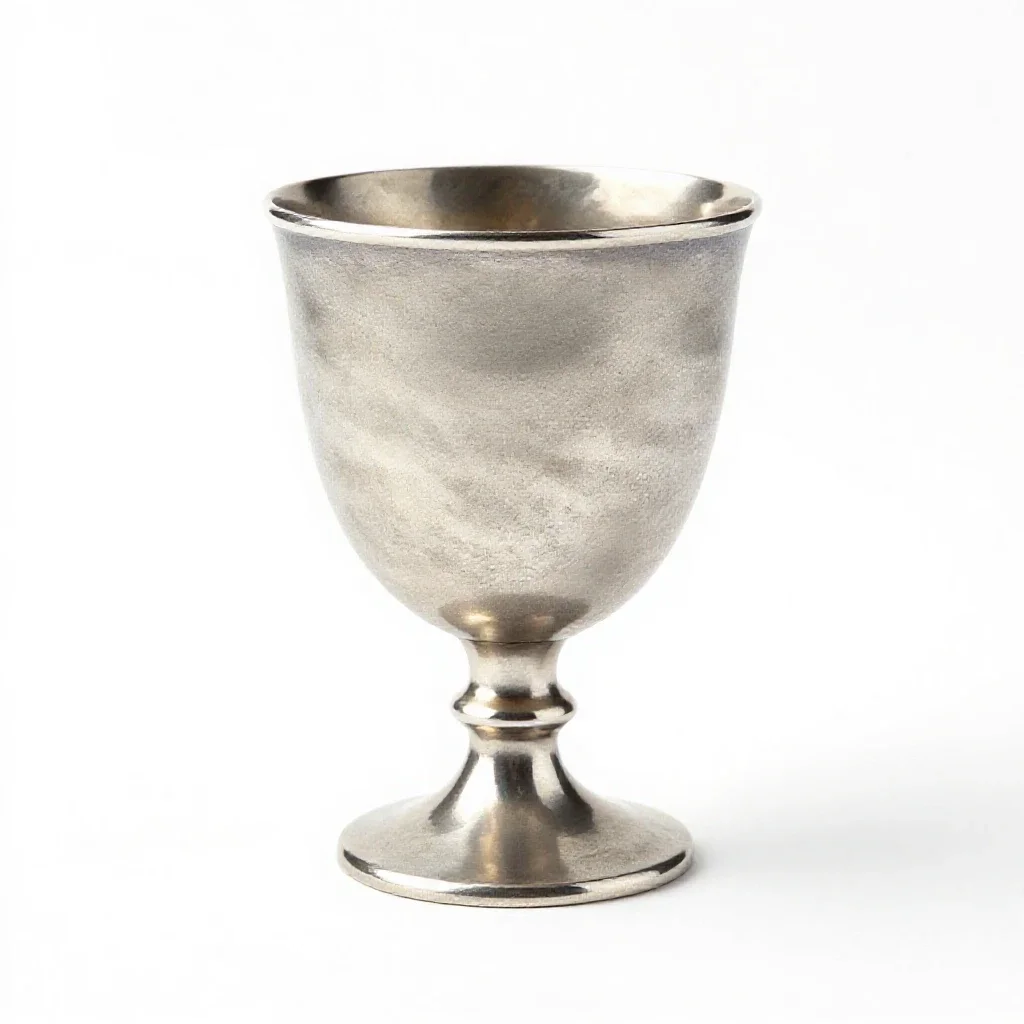 Goblet of hammered silver isolated on a white background