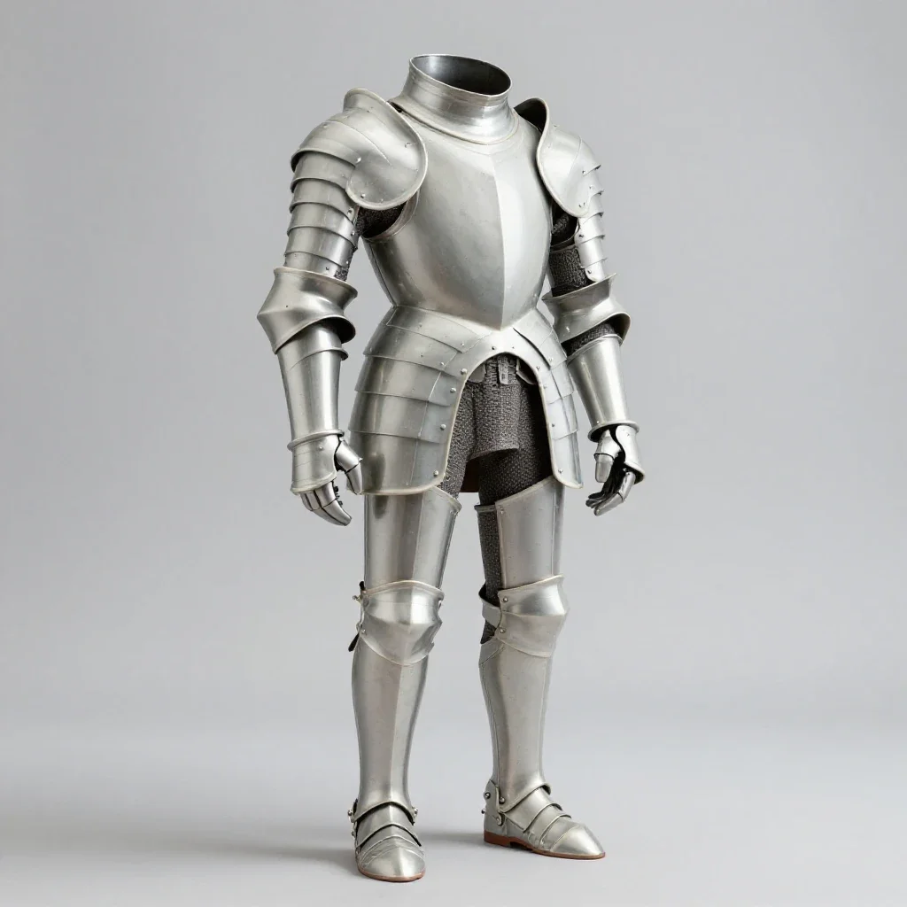 Suit of plate armour isolated on a white background