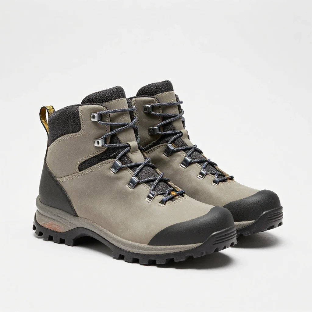 Pair of hiking boots isolated on a white background