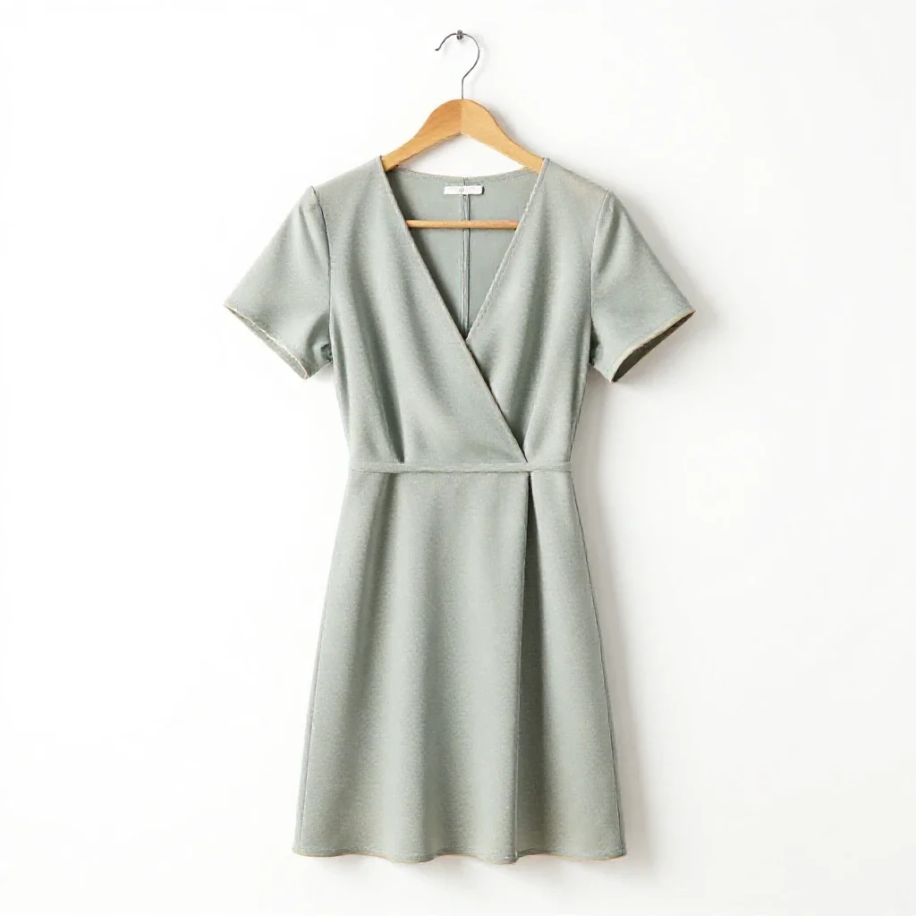 Wrap dress on a hanger isolated on a white background
