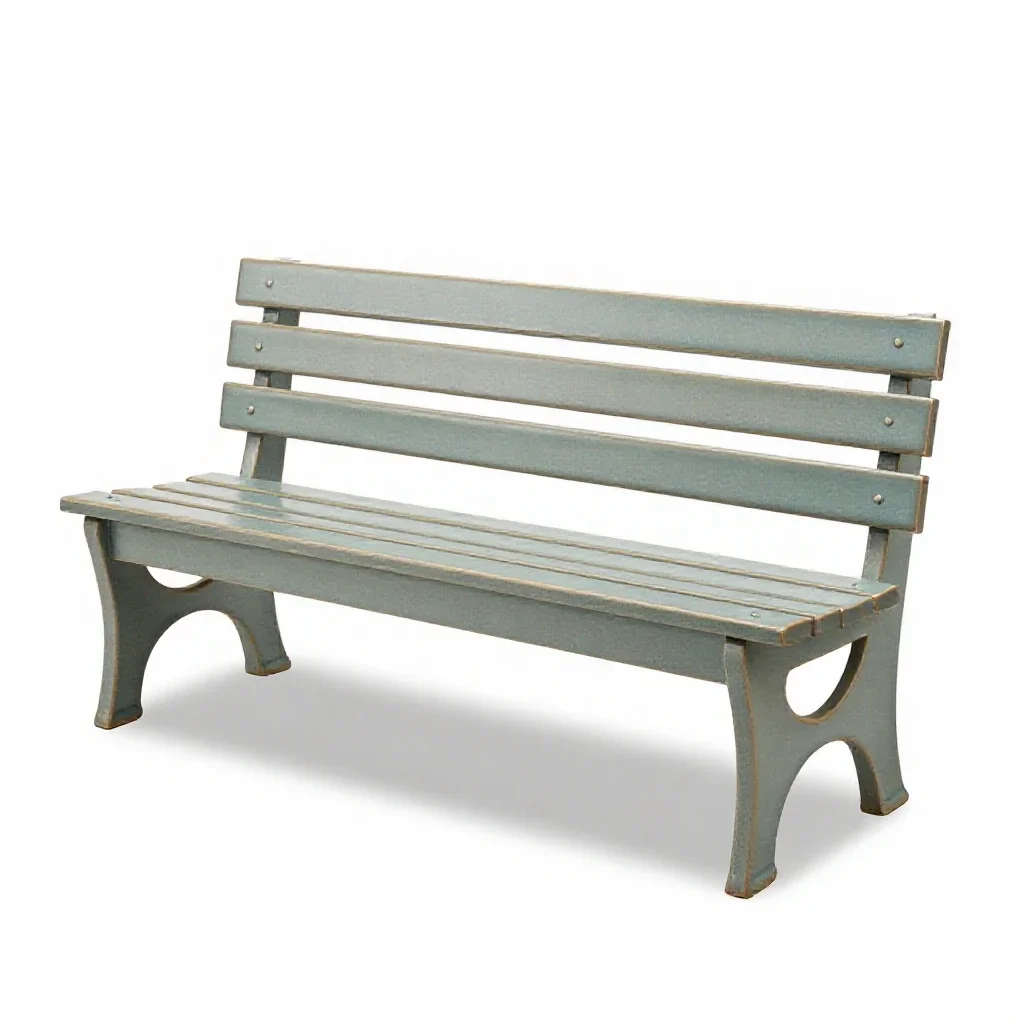 Garden bench with slats isolated on a white background