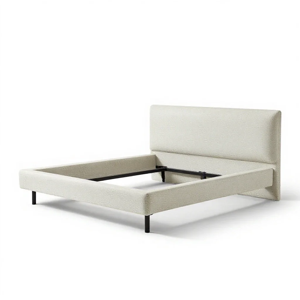 Platform bed frame isolated on a white background