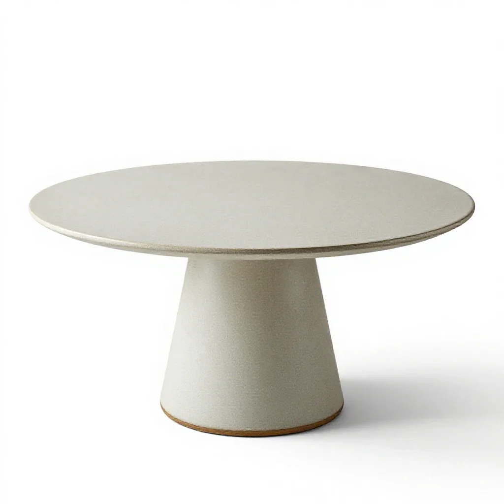 Round pedestal dining table isolated on a white background