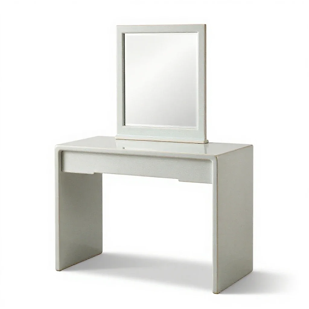 Vanity table with a mirror isolated on a white background