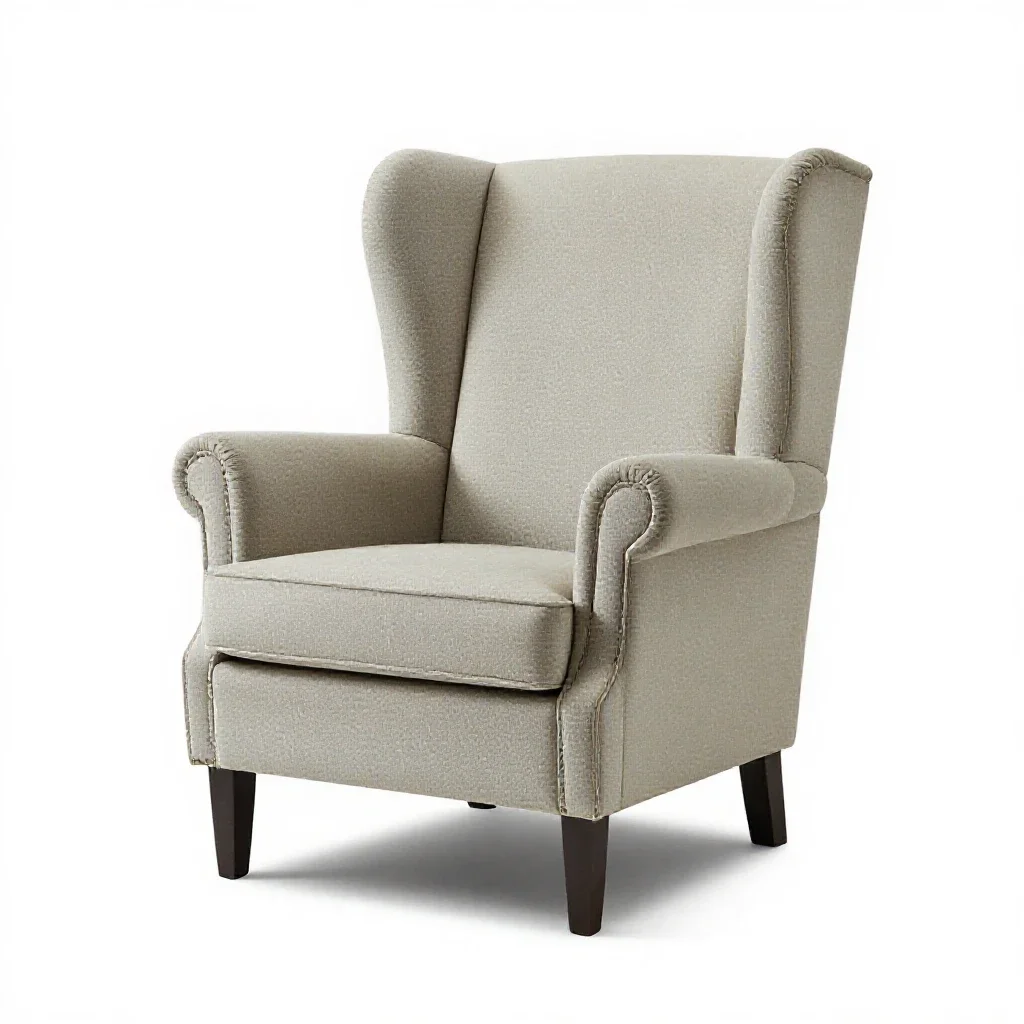 Wingback armchair isolated on a white background