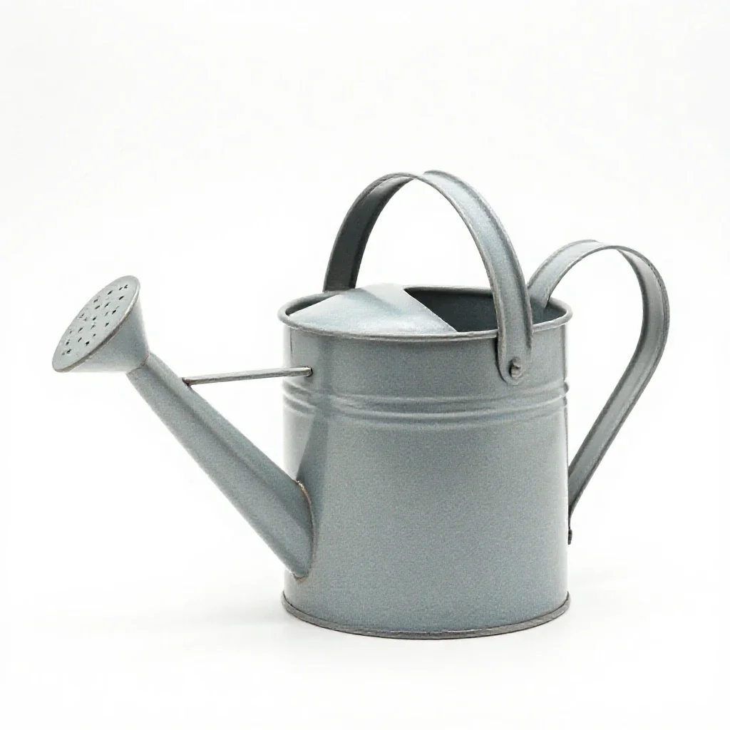 Galvanised watering can isolated on a white background