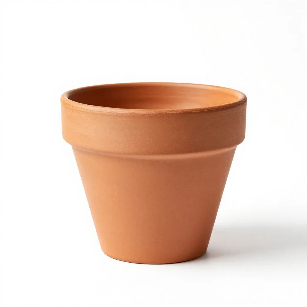 Terracotta plant pot isolated on a white background