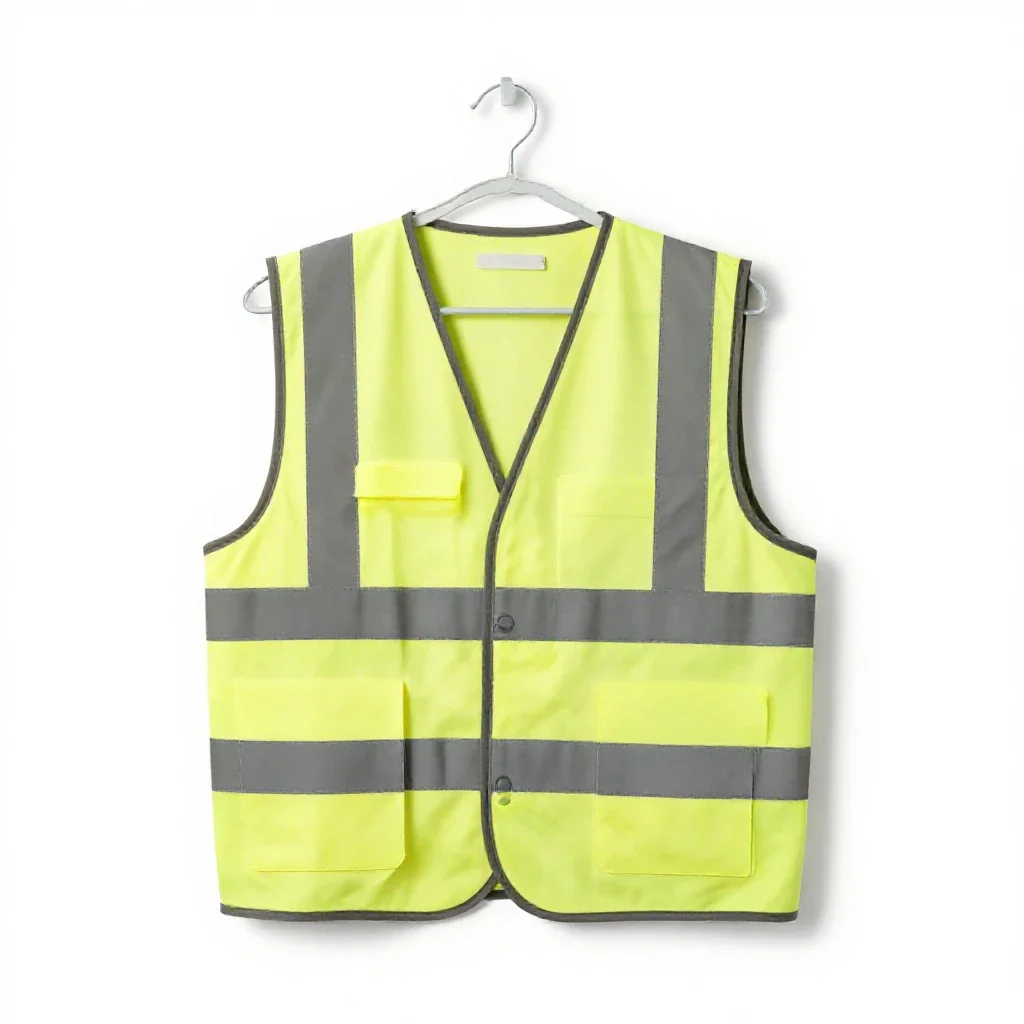 Hi-vis vest on a hook isolated on a white background