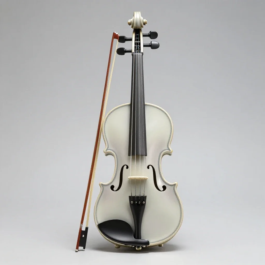 Violin with a bow isolated on a white background