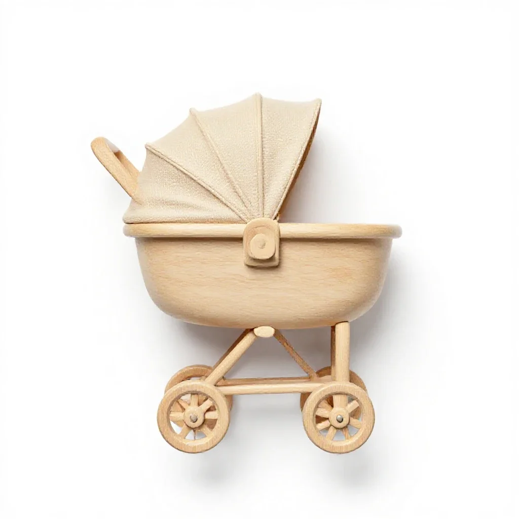 Dolls pram isolated on a white background