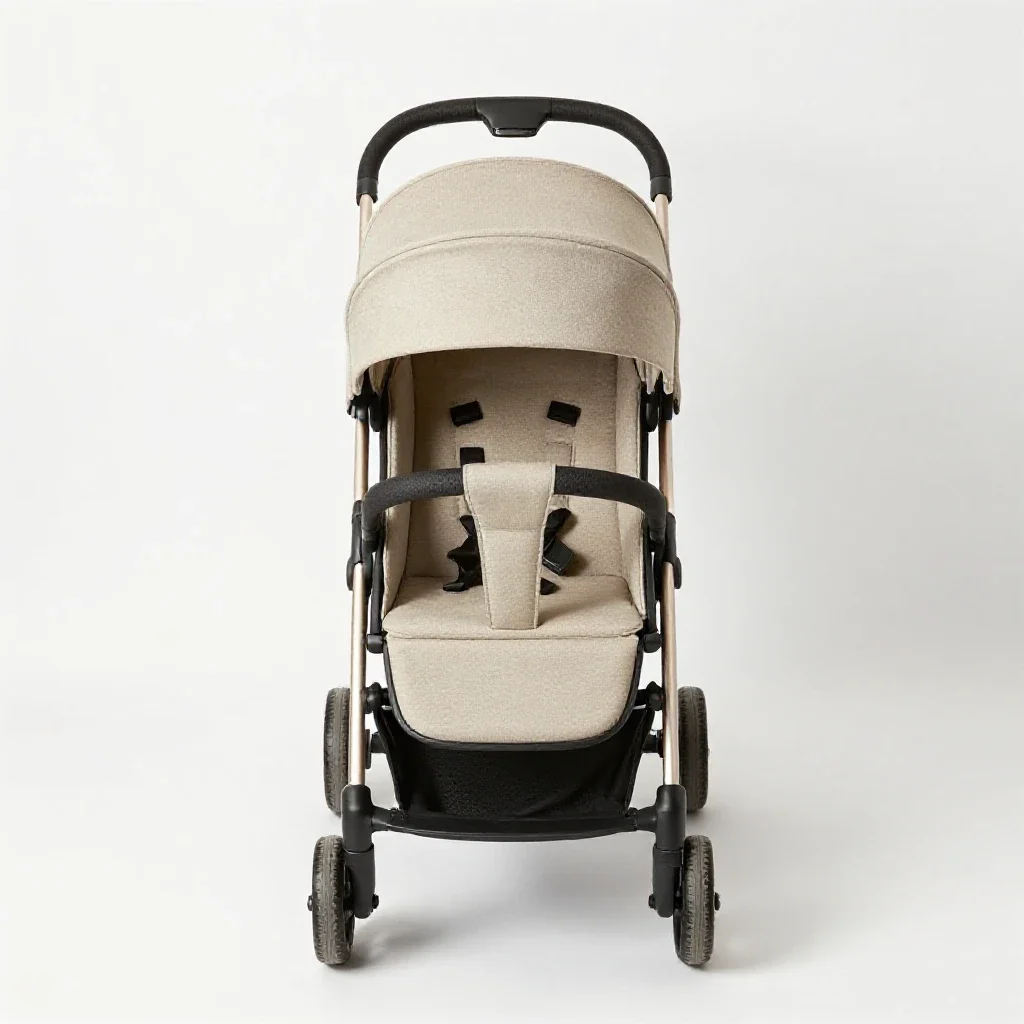 Pram with a canopy isolated on a white background