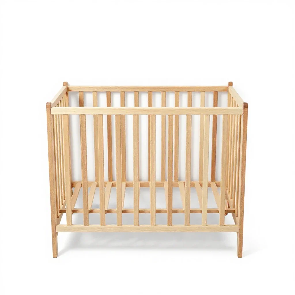 Wooden crib isolated on a white background