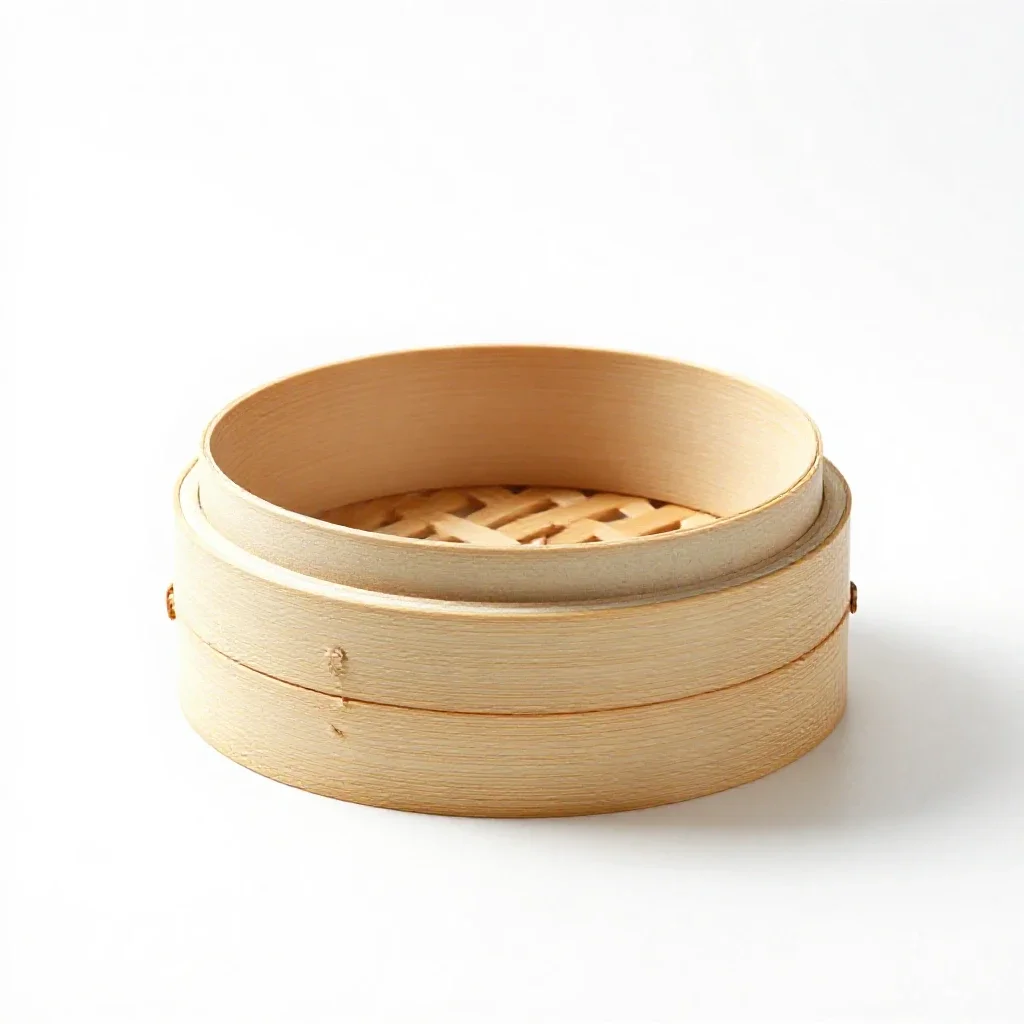 Bamboo steamer basket isolated on a white background