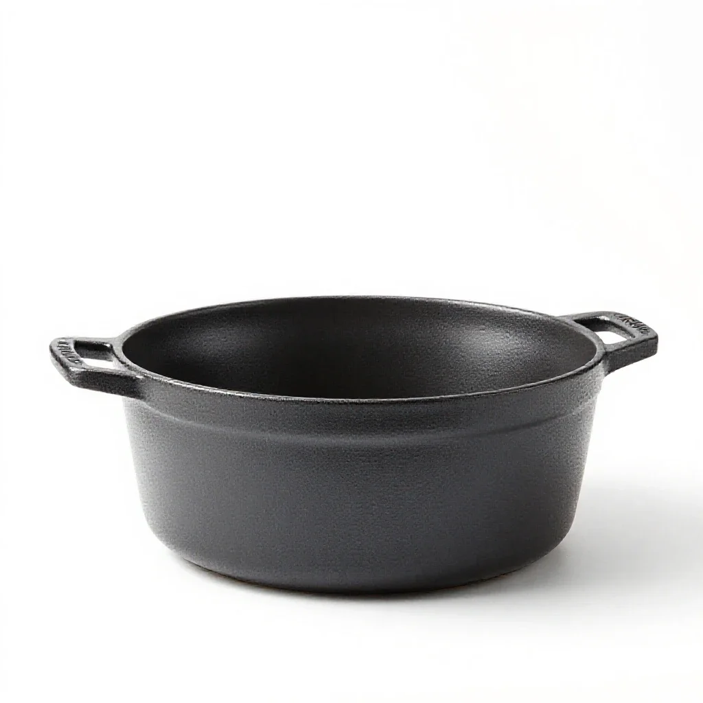 Cast iron dutch oven isolated on a white background