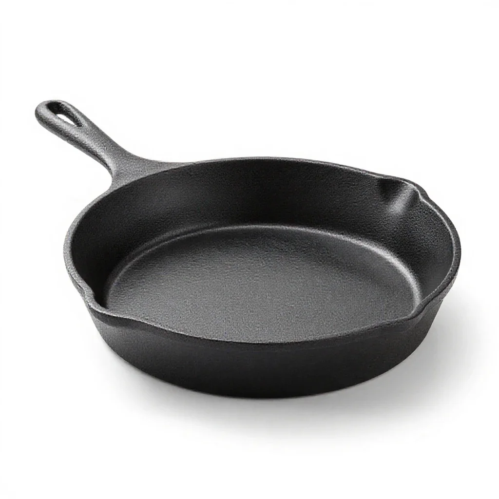 Cast iron skillet isolated on a white background