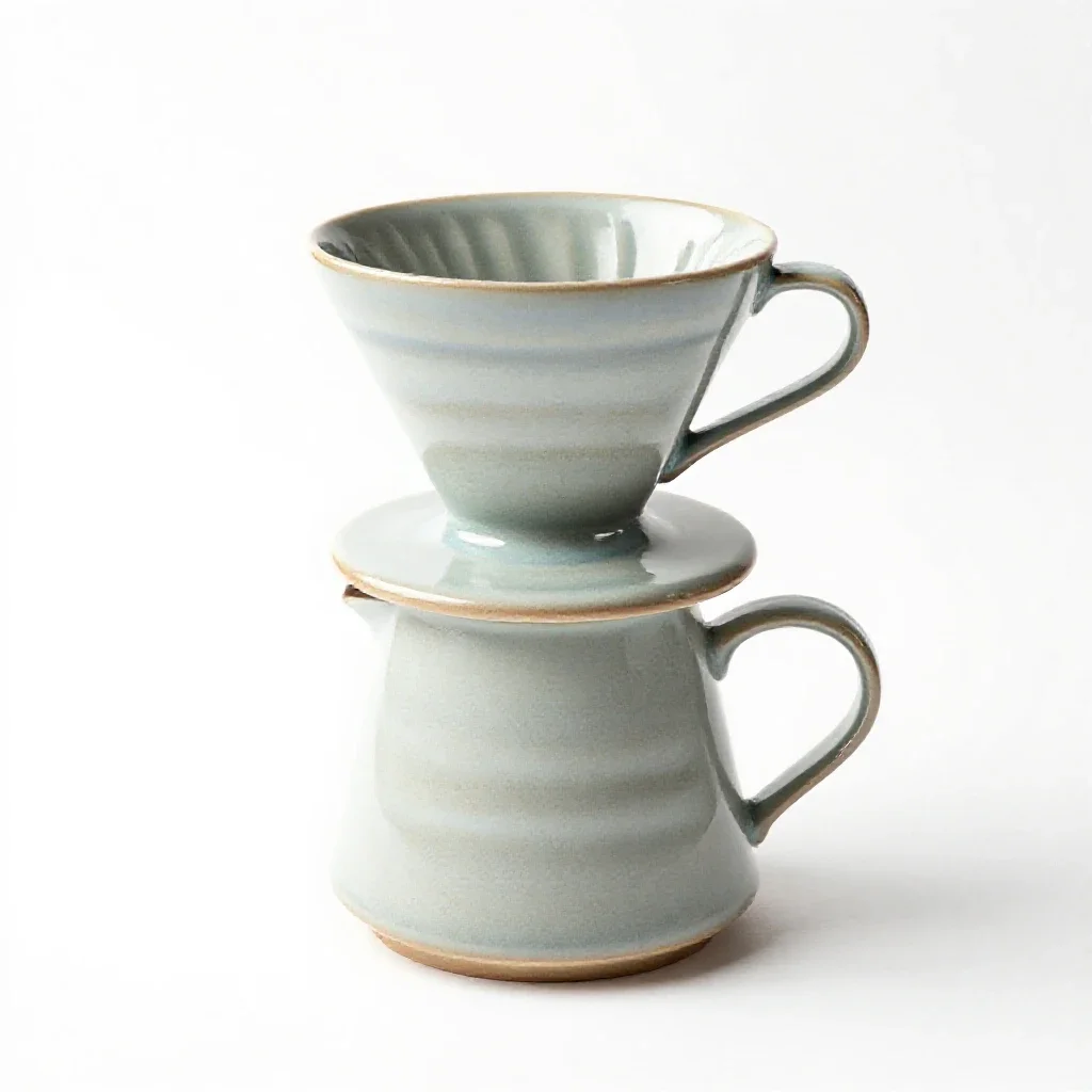 Ceramic pour-over dripper isolated on a white background