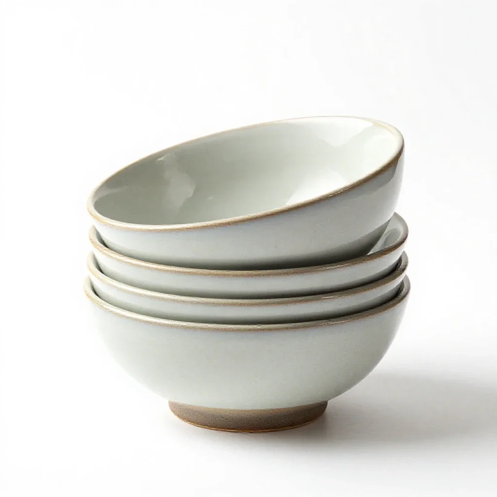 Stack of nesting mixing bowls isolated on a white background