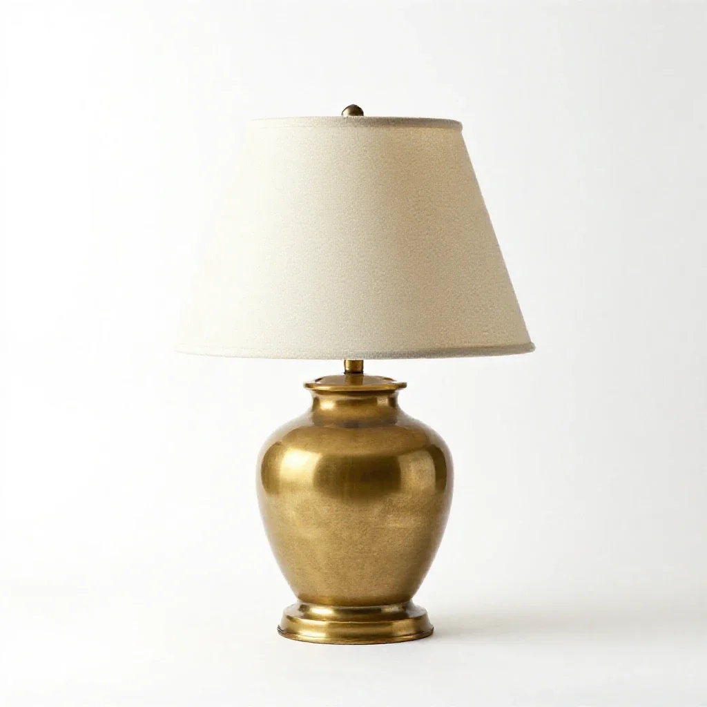 Brass banker's lamp isolated on a white background
