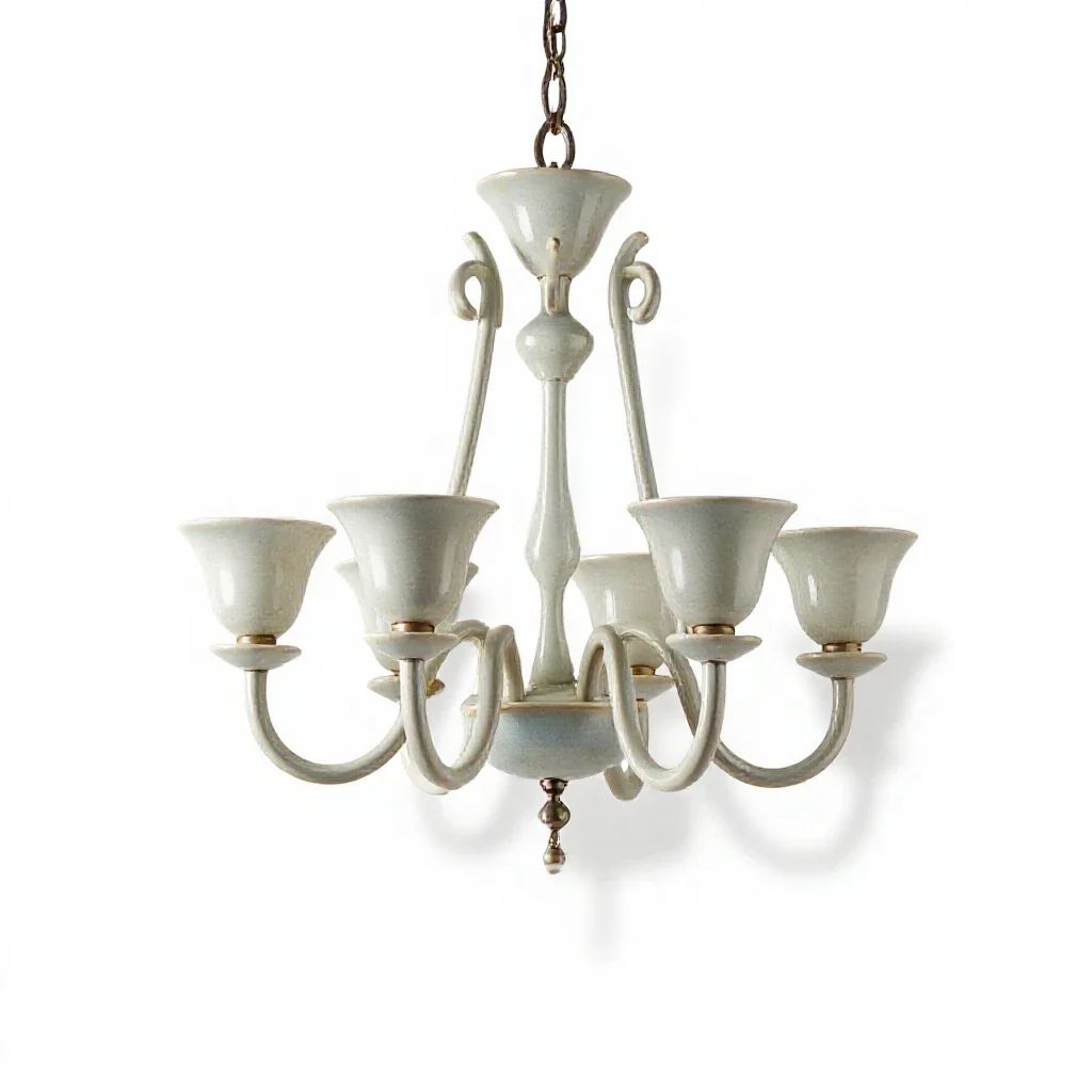 Chandelier with glass drops isolated on a white background