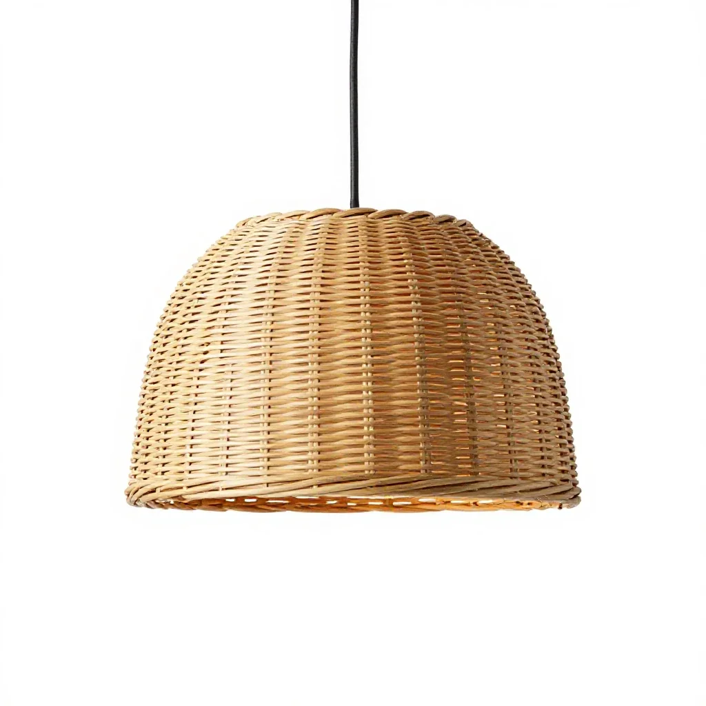 Rattan pendant shade isolated on a white background