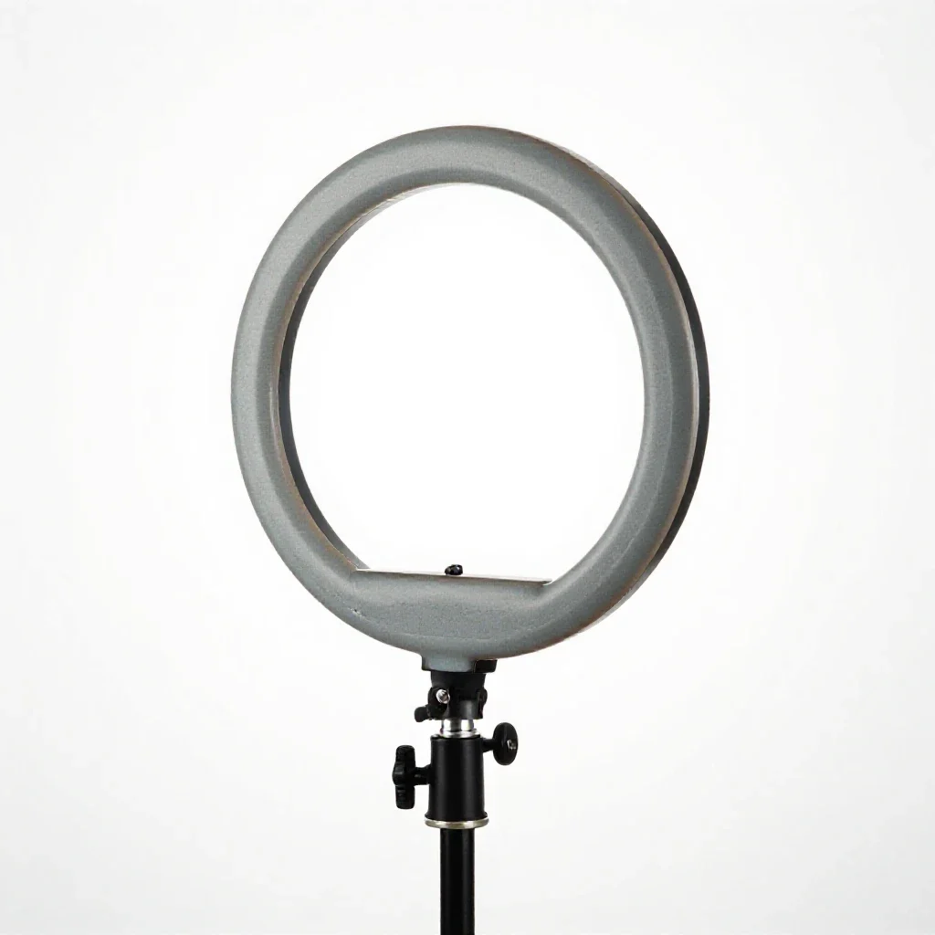 Ring light on a stand isolated on a white background