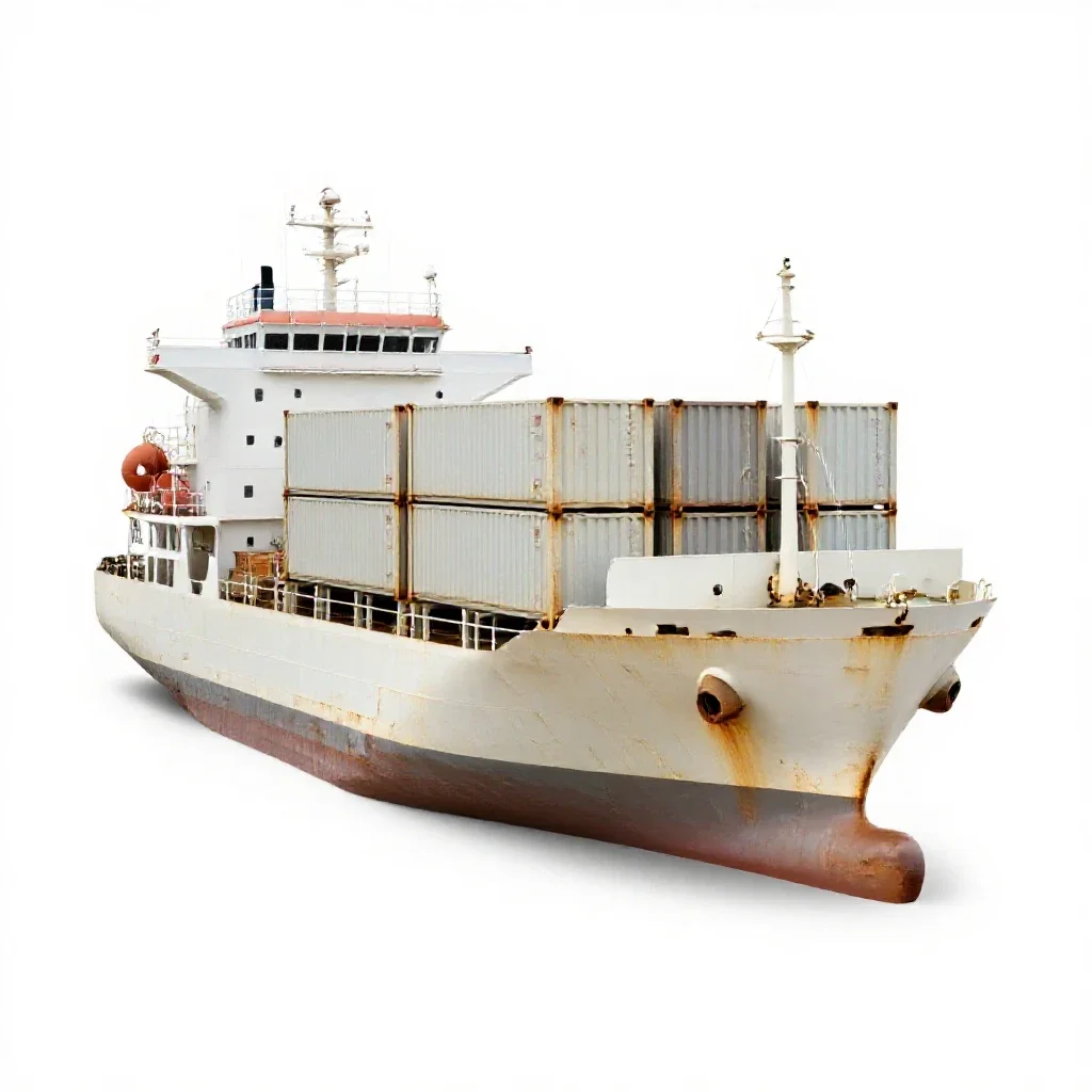 Container ship isolated on a white background