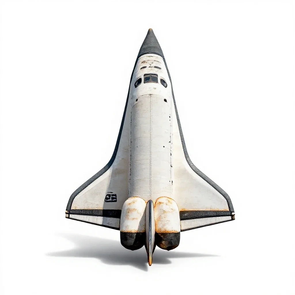 Space shuttle orbiter isolated on a white background