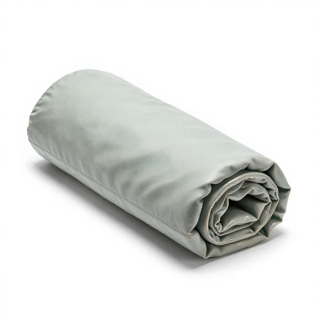 Sleeping bag rolled up isolated on a white background