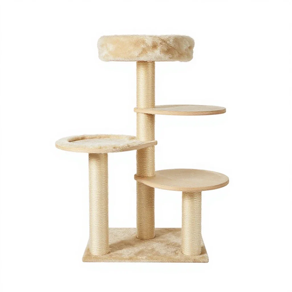 Cat tree with platforms isolated on a white background