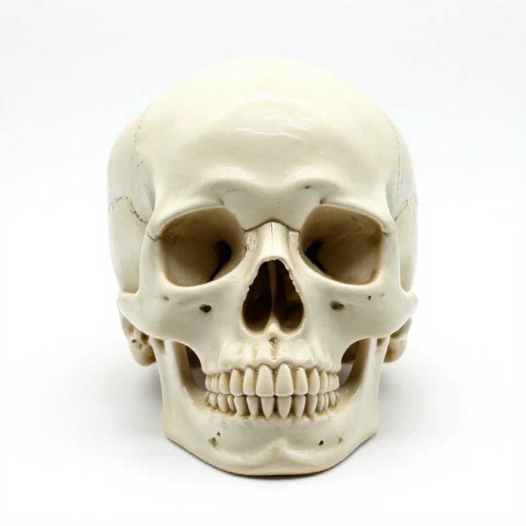 Human skull anatomical model isolated on a white background