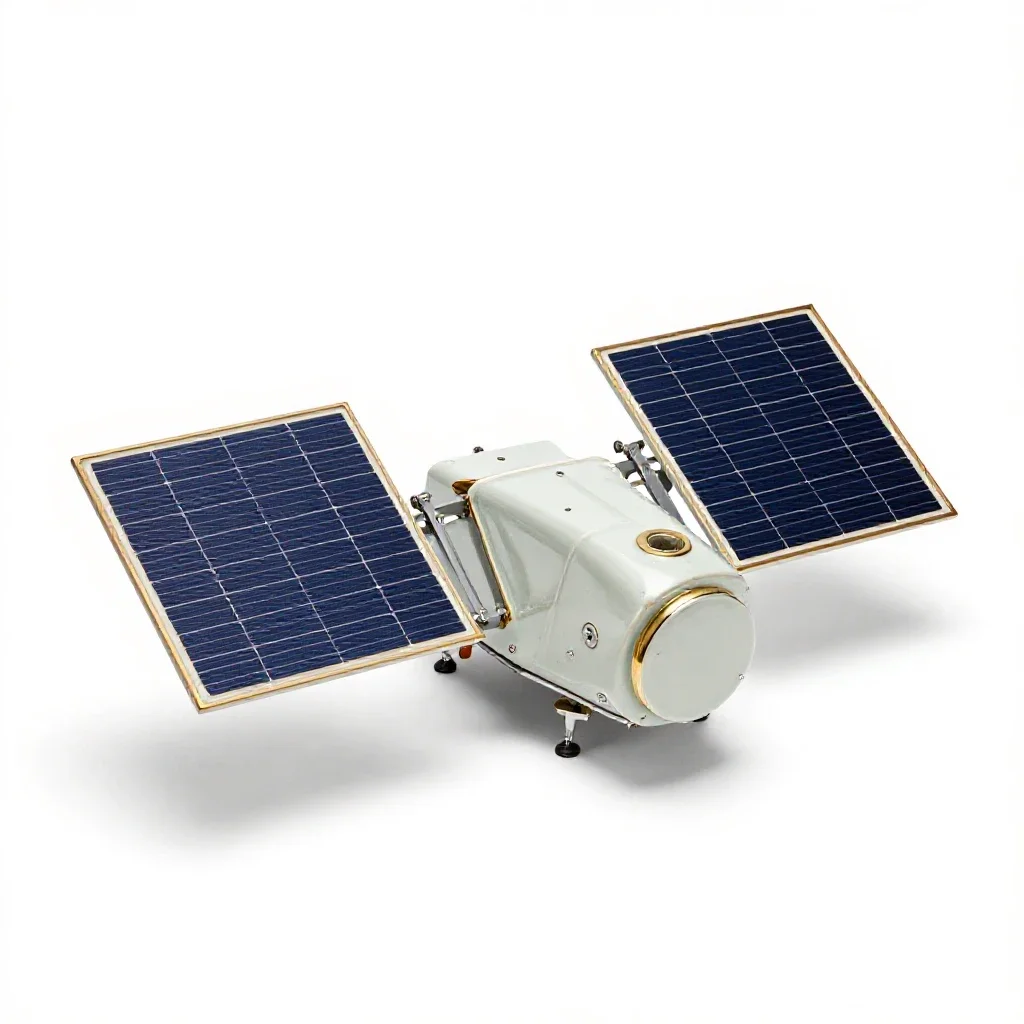 Satellite bus with solar wings isolated on a white background
