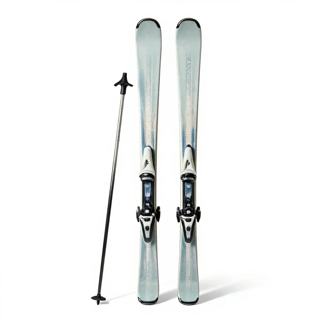 Pair of skis with poles isolated on a white background
