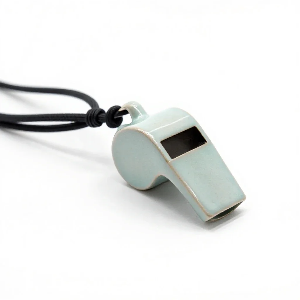 Whistle on a lanyard isolated on a white background