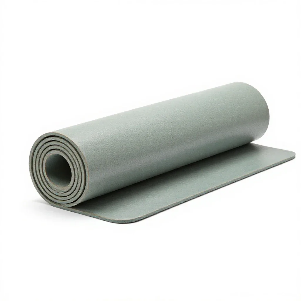 Yoga mat rolled up isolated on a white background