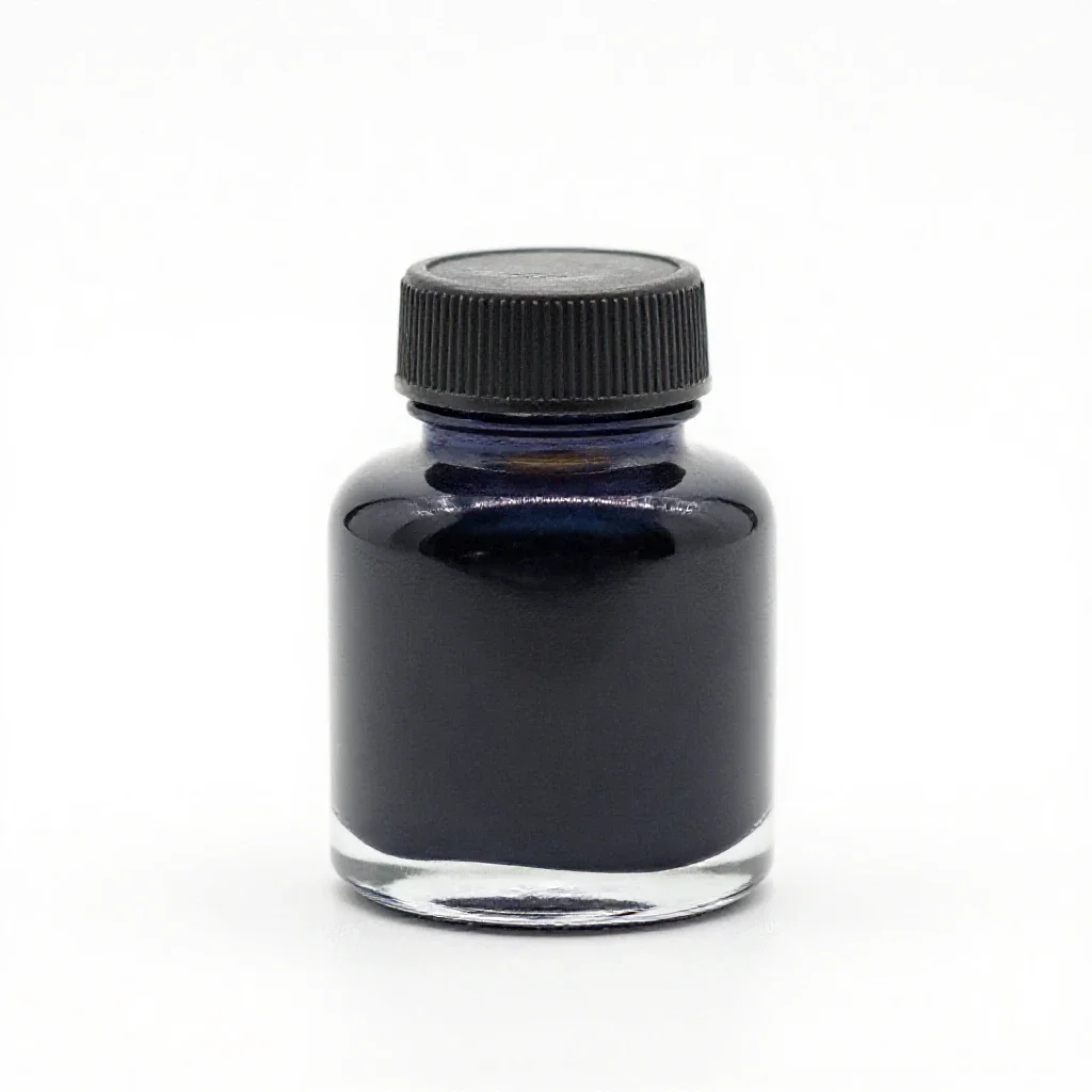 Bottle of india ink isolated on a white background