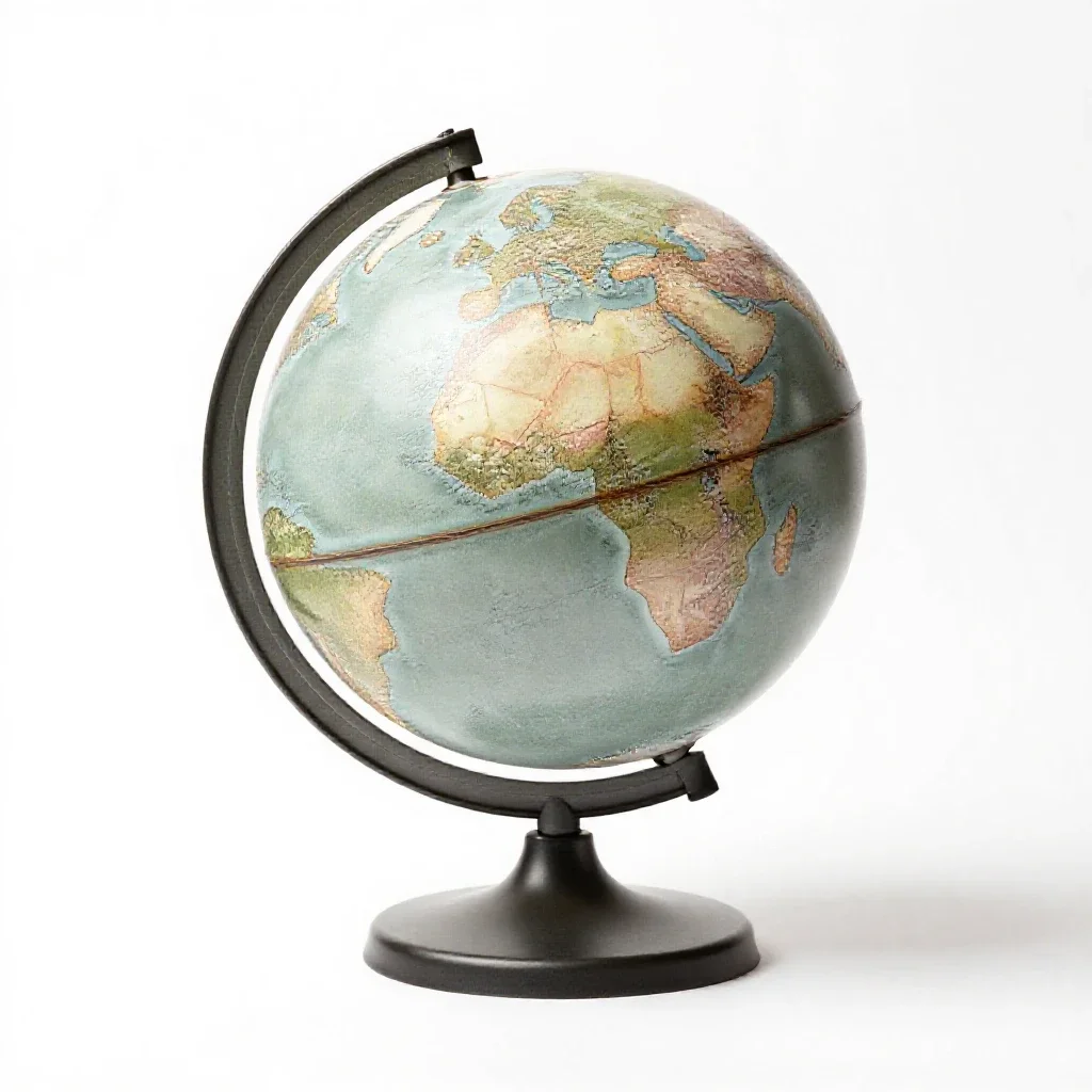 Globe on a stand isolated on a white background
